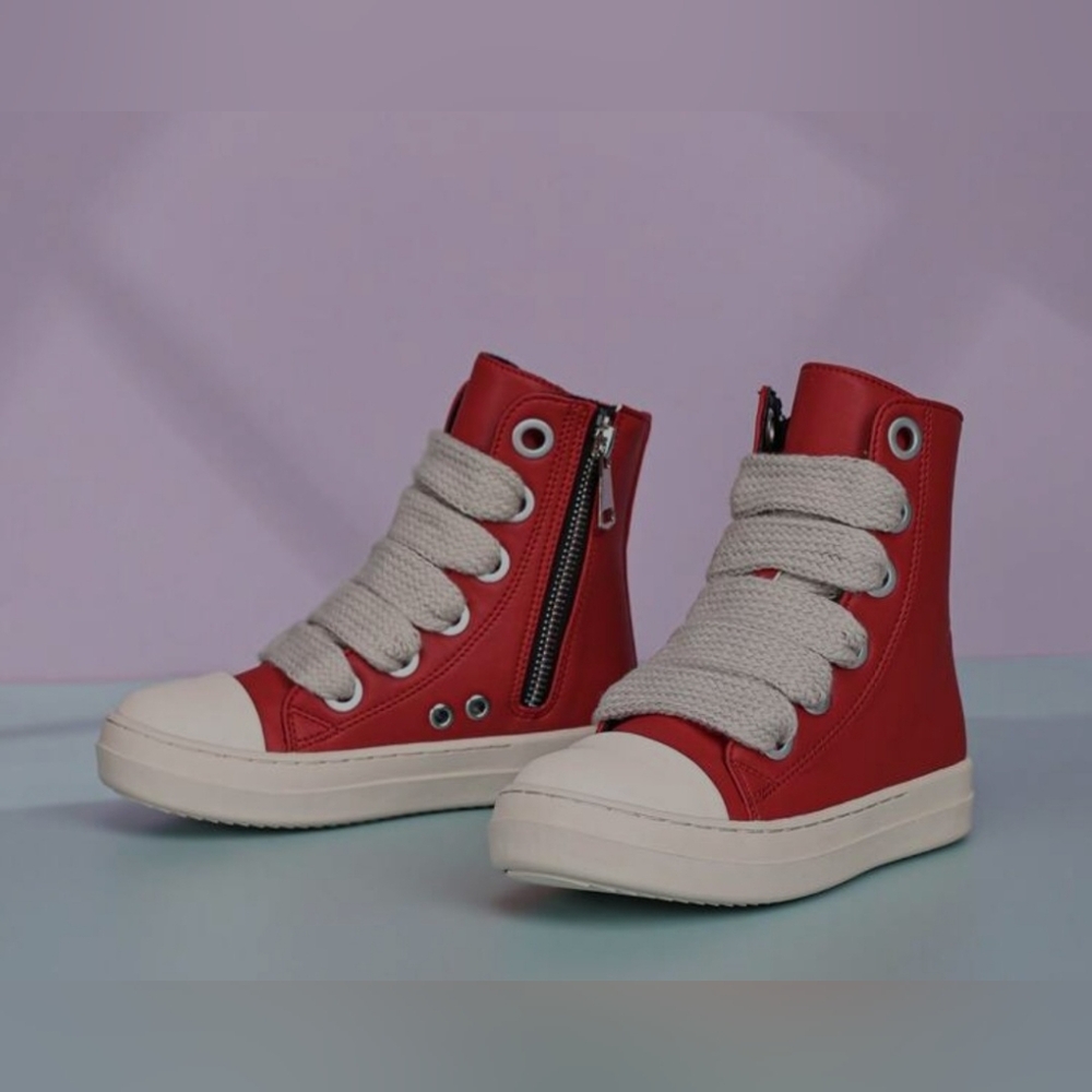 Stylish Red High-Top Kids Sneakers Boots